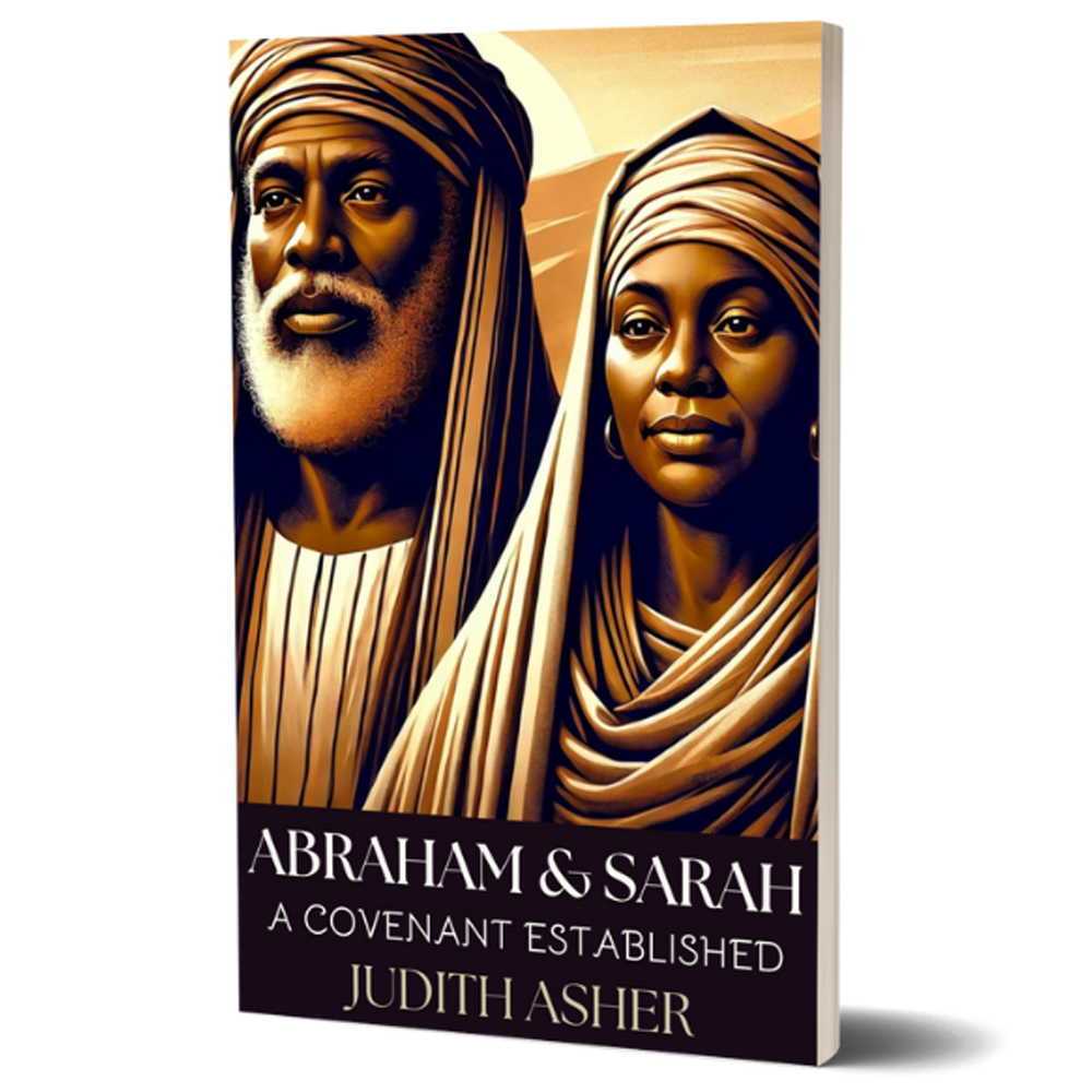 Book cover featuring images of Abraham and Sarah with the title 'A Covenant Established' by Judith Asher.