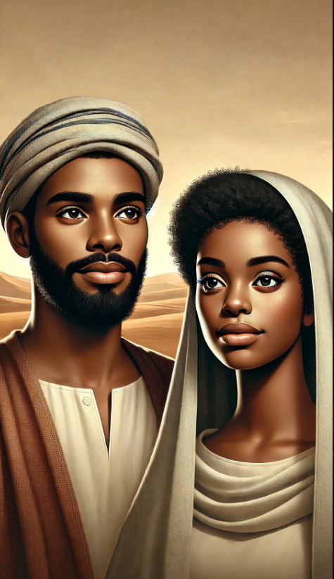 Image of a young black Israelite couple in biblical times