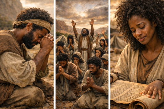 black man praying, black woman praying