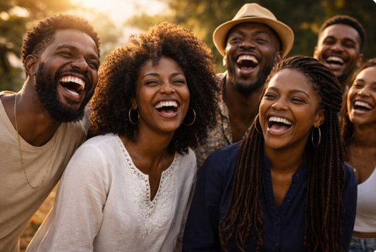 Modern day group of African Americans laughing